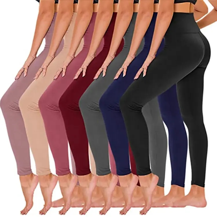 Factory Customized Logo Milk Silk Solid Color Tight Leggings High Waisted Yoga Leggings for Women Fitness