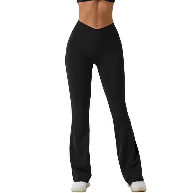 High Waist Wide Leg Flared Hot Gym Yoga Pants Butt Lift V Cut Waist Bell Bottom Fitness Leggings Workout Sports Wear For Women