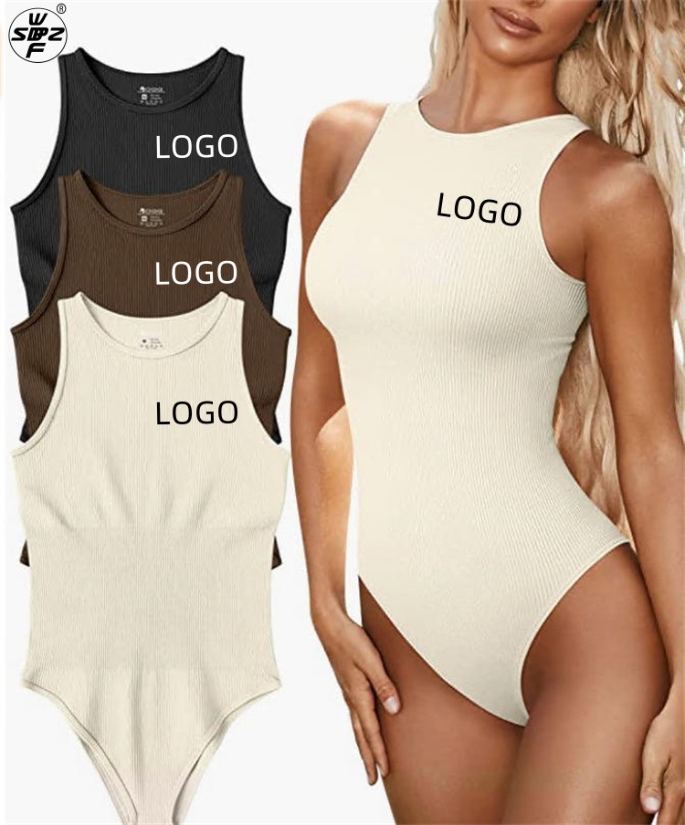 Multi-color Vest women Solid Color Seamless Sports Bodysuit Custom Sleeveless Vest V-neck Romper