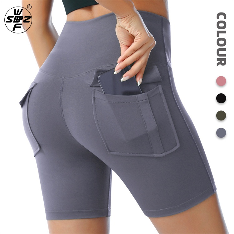 Women Double Pockets Quick Dry Workout Yoga Shorts OEM/ODM Women Fitness Seamless Shorts