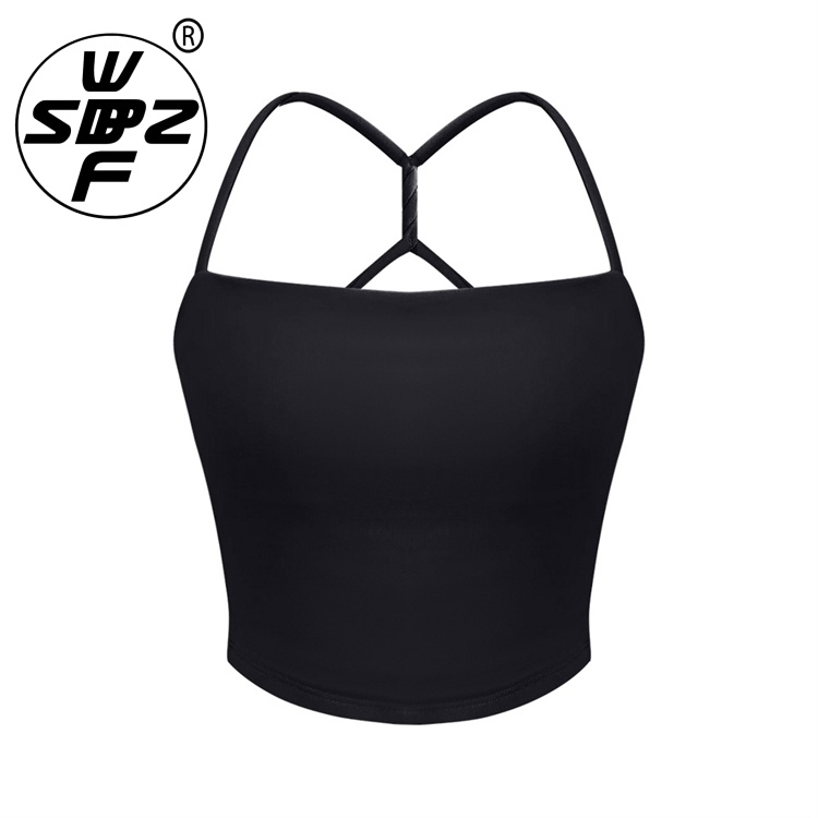 Ribbed Solid Color Sexy Gym Workout Sexy Bandeau Sports Bra Custom Strappy Yoga Bra