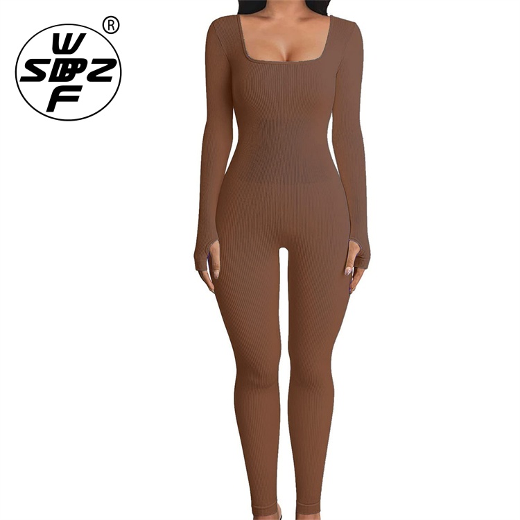 Yoga Playsuits With Long Sleeve Leotard Custom Jumpsuit Long Sleeve