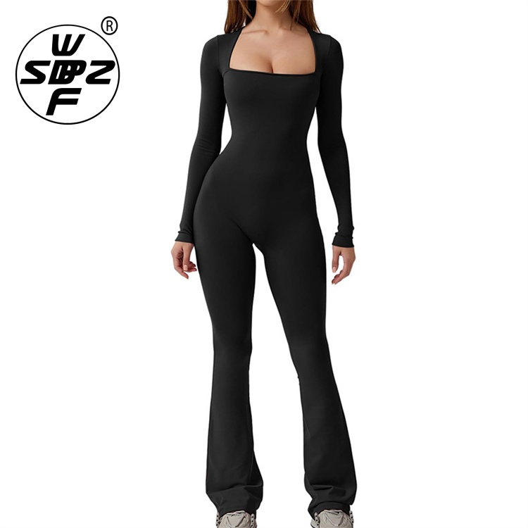 Breathable Half Zip Workout Long Sleeve Rompers Jumpsuits Custom Ladies Rompers Jumpsuits