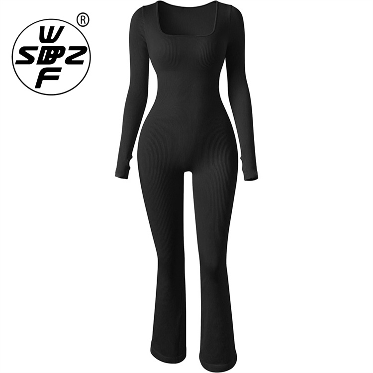 Quick Dry Scrunch Booty Long Sleeve Jumpsuit Custom Women'S Bodysuit