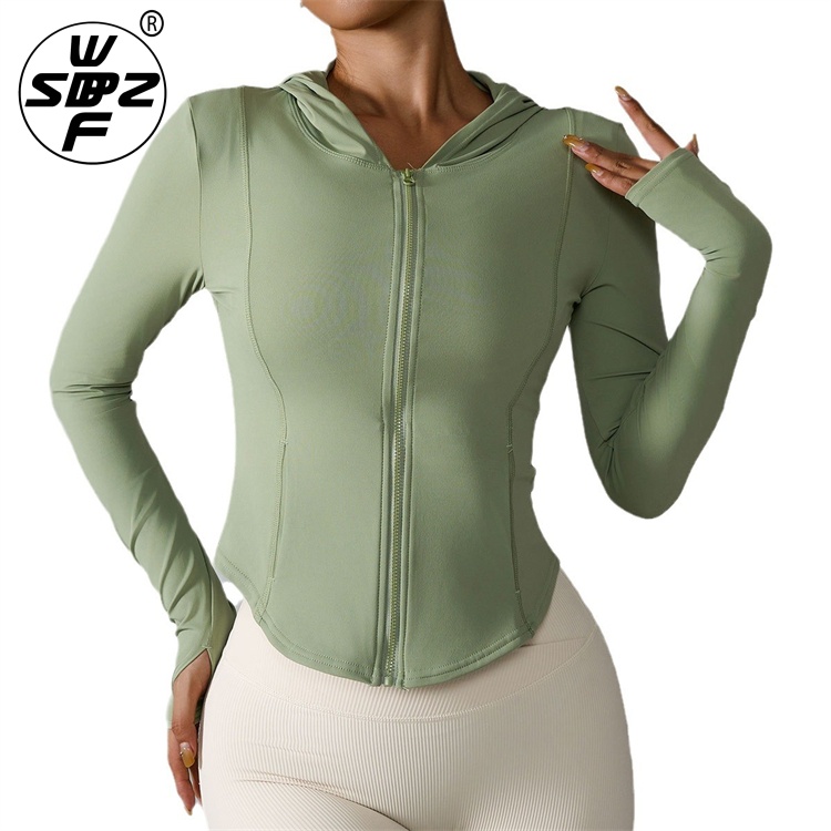 Womens Zip Up Fitness Yoga Jackets With Pockets Custom Women's Zipper Jacket