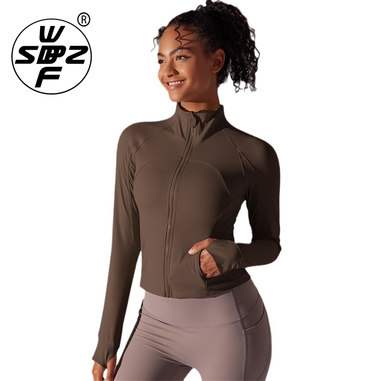 Quick Dry Long Sleeve Workout Zipper Slim Tight Jacket Custom Zipper Yoga Top