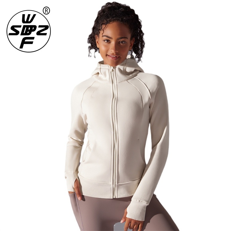 Women Slim Fitness Workout Jackets With Zippers Custom High Elastic Long Sleeved Tops